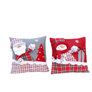 Red grey Christmas pillow