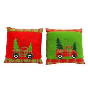 red green Christmas pillow