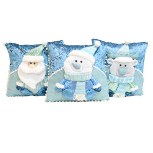 blue white Christmas pillow