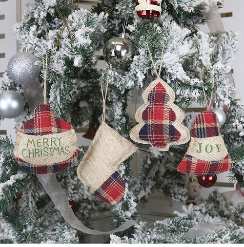 burlap christmas tree ornament