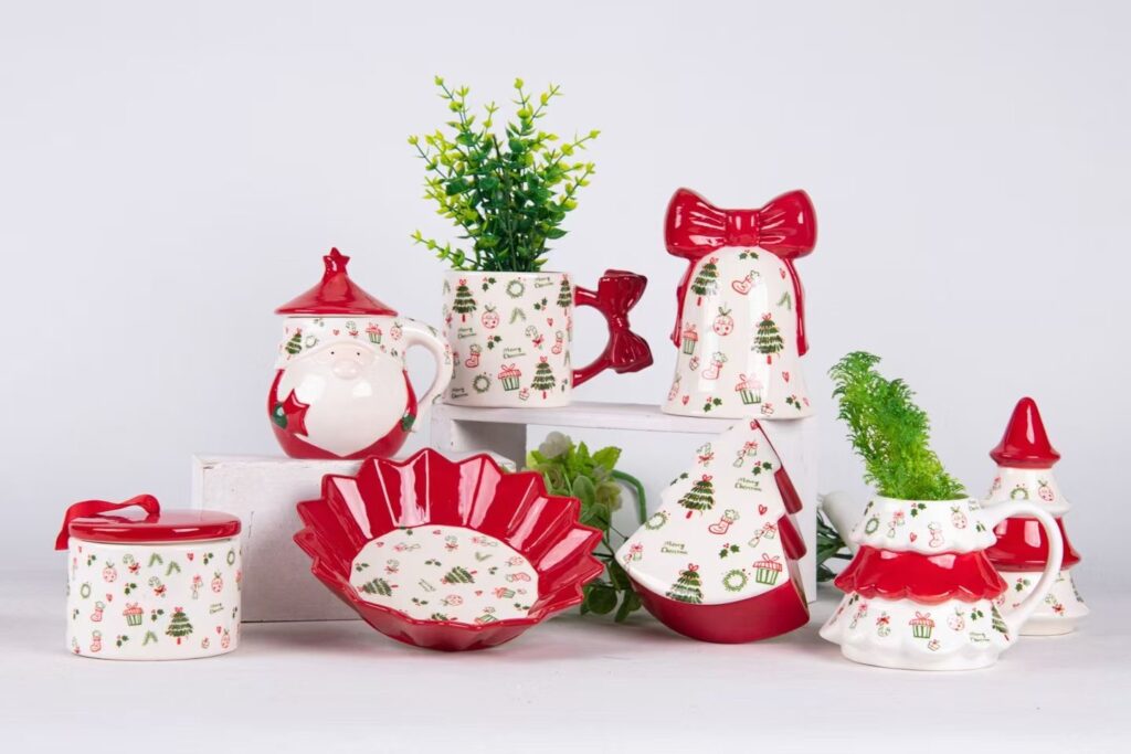 personalized Christmas ceramic mugs and dishes