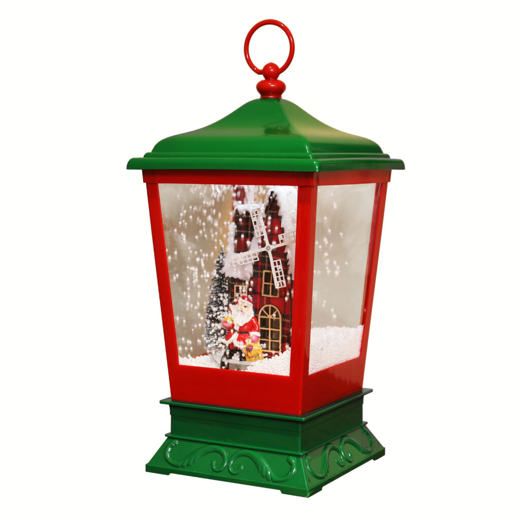 Christmas snowfall lantern with music and lights