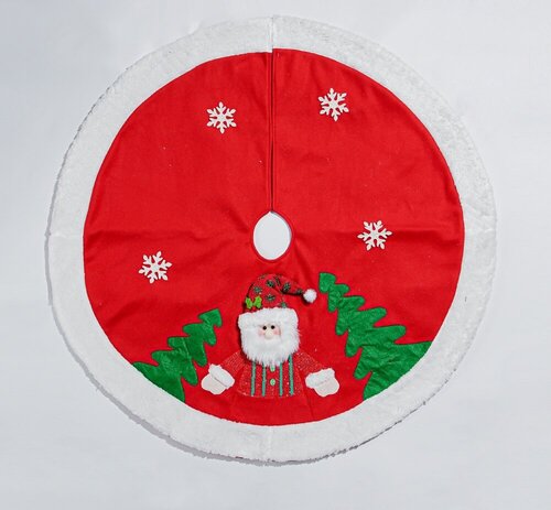 wholesale red Christmas tree skirt with Santa applique