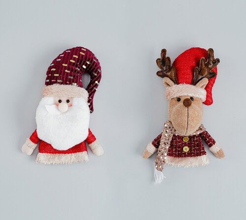 mini plush Santa reindeer ornaments for wholesale