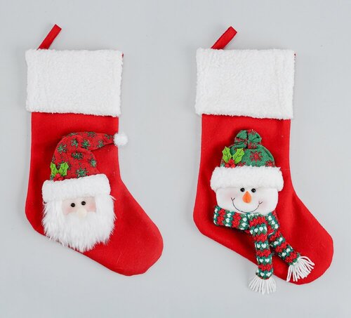 wholesale red Christmas stockings with plush characters