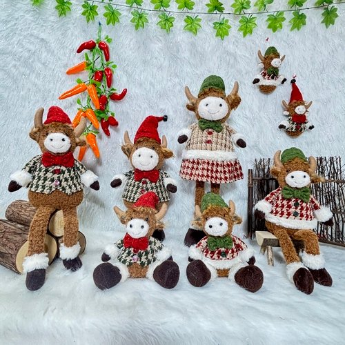 Knitted Highland Cow Plush Decoration Set