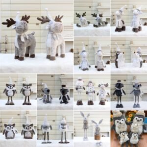 Nordic Grey Plush Christmas Animal Collection