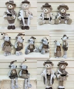 Rustic Plush Bear & Mouse Figurines – Nordic Winter Home Decor Collection