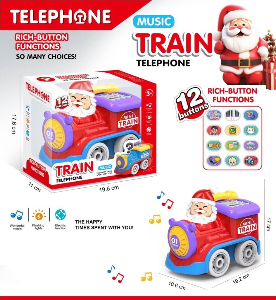 Musical Santa Train Telephone Toy with 12 Buttons