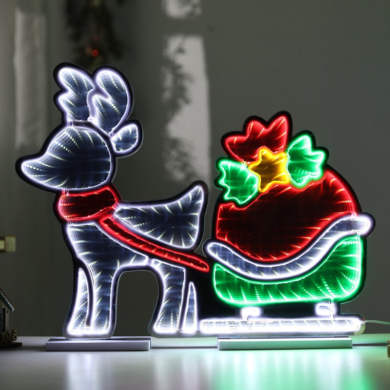 3D LED Christmas Mirror Tunnel Lamp – Santa & Snowman Elf Nutcracker Design