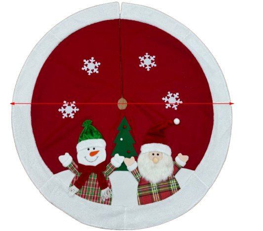 Christmas Tree Skirt with Santa & Snowman – Festive Plush Design