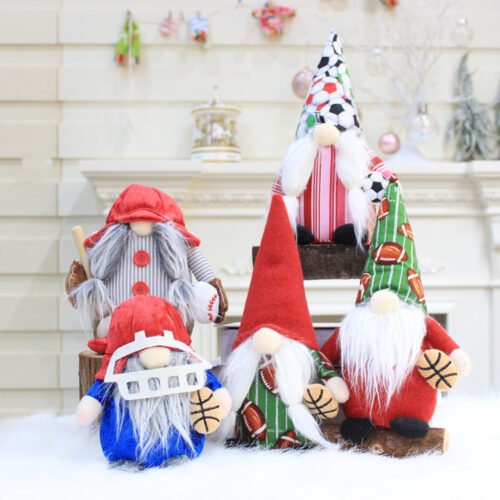 Sports-Themed Christmas Gnome Plush Set