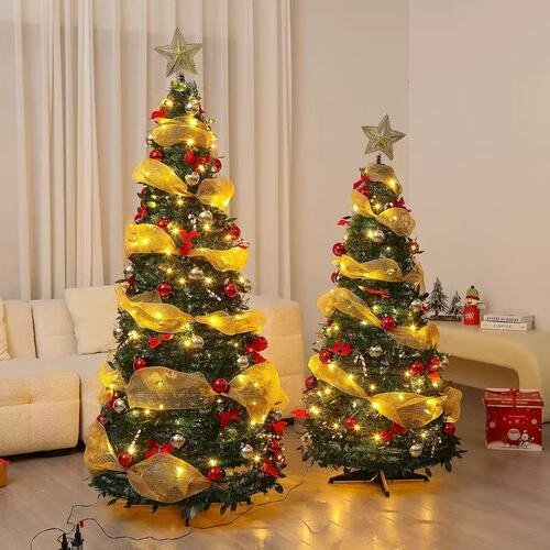 Wholesale artificial christmas tree, collapsible pop up christmas tree with lights