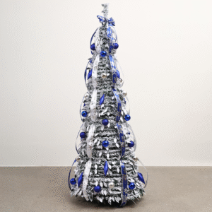 Wholesale Flocked Foldable Christmas Tree | Pre-Decorated Blue & Silver Holiday Decor