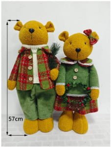Plush Christmas Teddy Bear Couple Decor Ornament