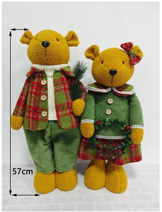 Plush Christmas Teddy Bear Couple Decor Ornament
