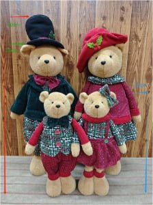 Large Stuffed Christmas Bear Family Decoration