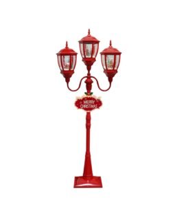 LED Lighted 3-Headed Standing Street Lamp for Mall Porch Decor