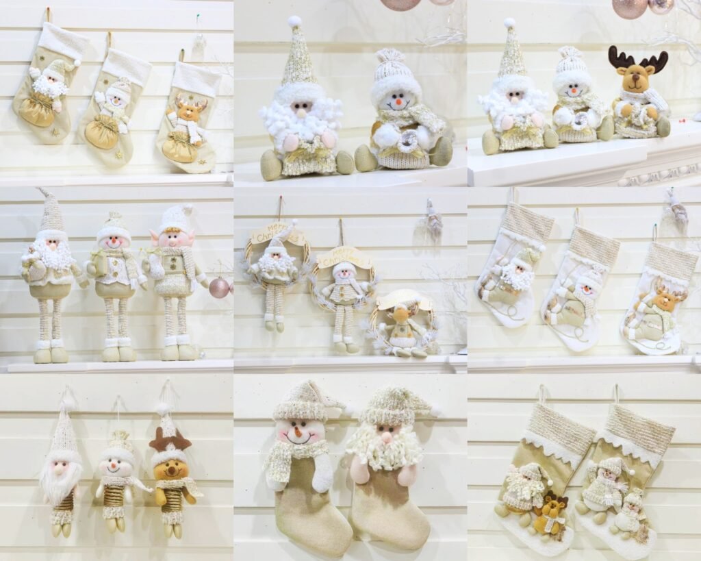 Premium Beige Gold Fabric Christmas Decorations