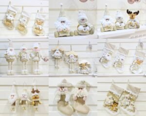Premium Beige Gold Fabric Christmas Decorations