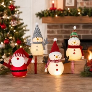 Color Changing LED Snowman Light Up Decoration Lighted Christmas Table Decorations