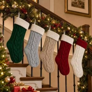Bulk Custom Cable Knit Contrast Cuff Christmas Stockings